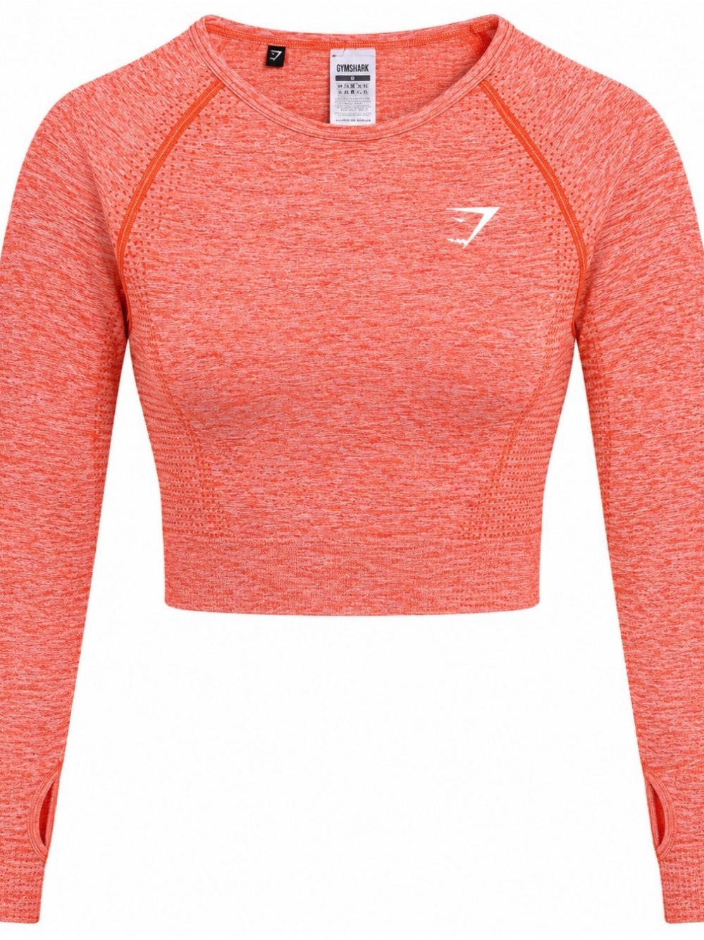 Gymshark Coral Heather Seamless Long Sleeve Crop Sweater